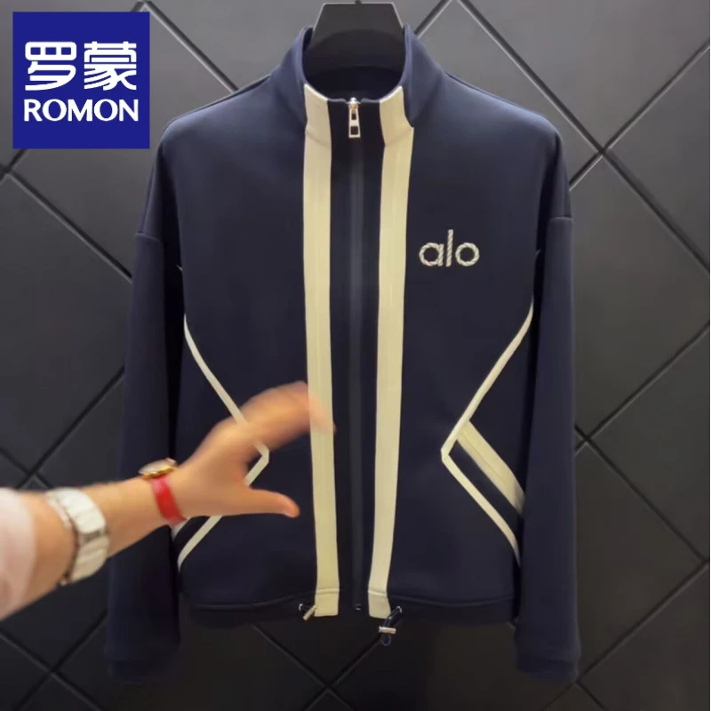 罗蒙高档立领拉链夹克男秋季新款欧货宽松个性半高领开衫帅气青年