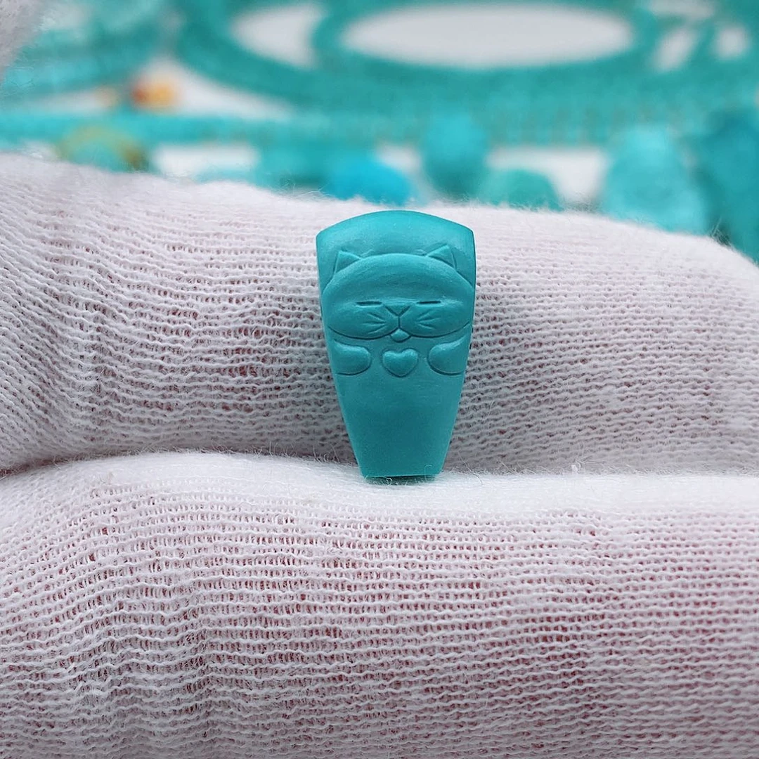 绿松石未镶嵌猫咪三通9.8mm