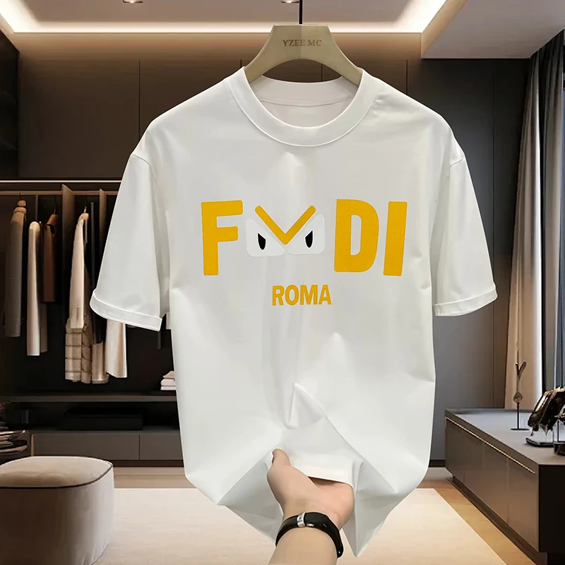 【轻奢男装-黄色小眼睛a】T2022夏季新款刺绣宽松潮流休闲百搭T恤