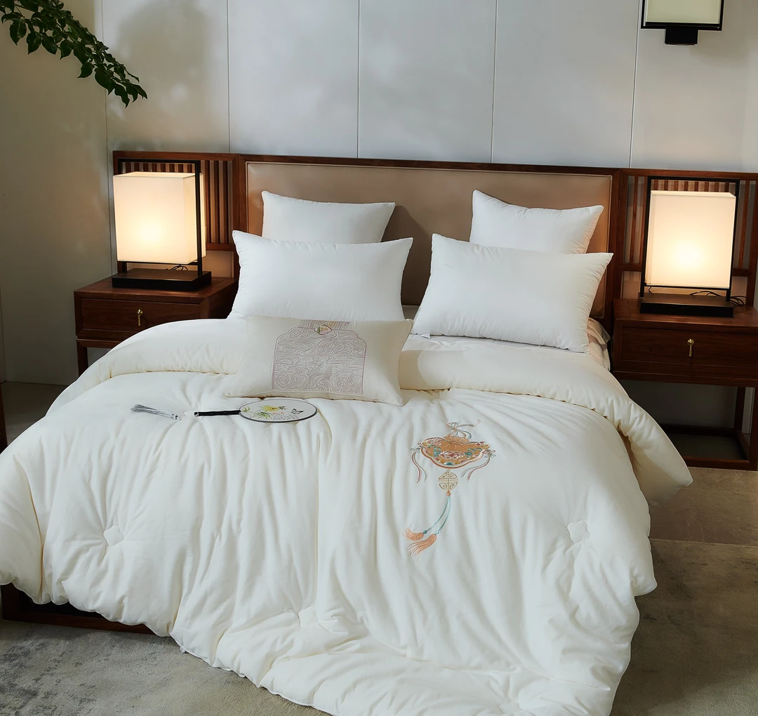 冬被乔迁婚嫁喜被db高端纯棉贡缎磨毛苏绣风格加厚被子被芯