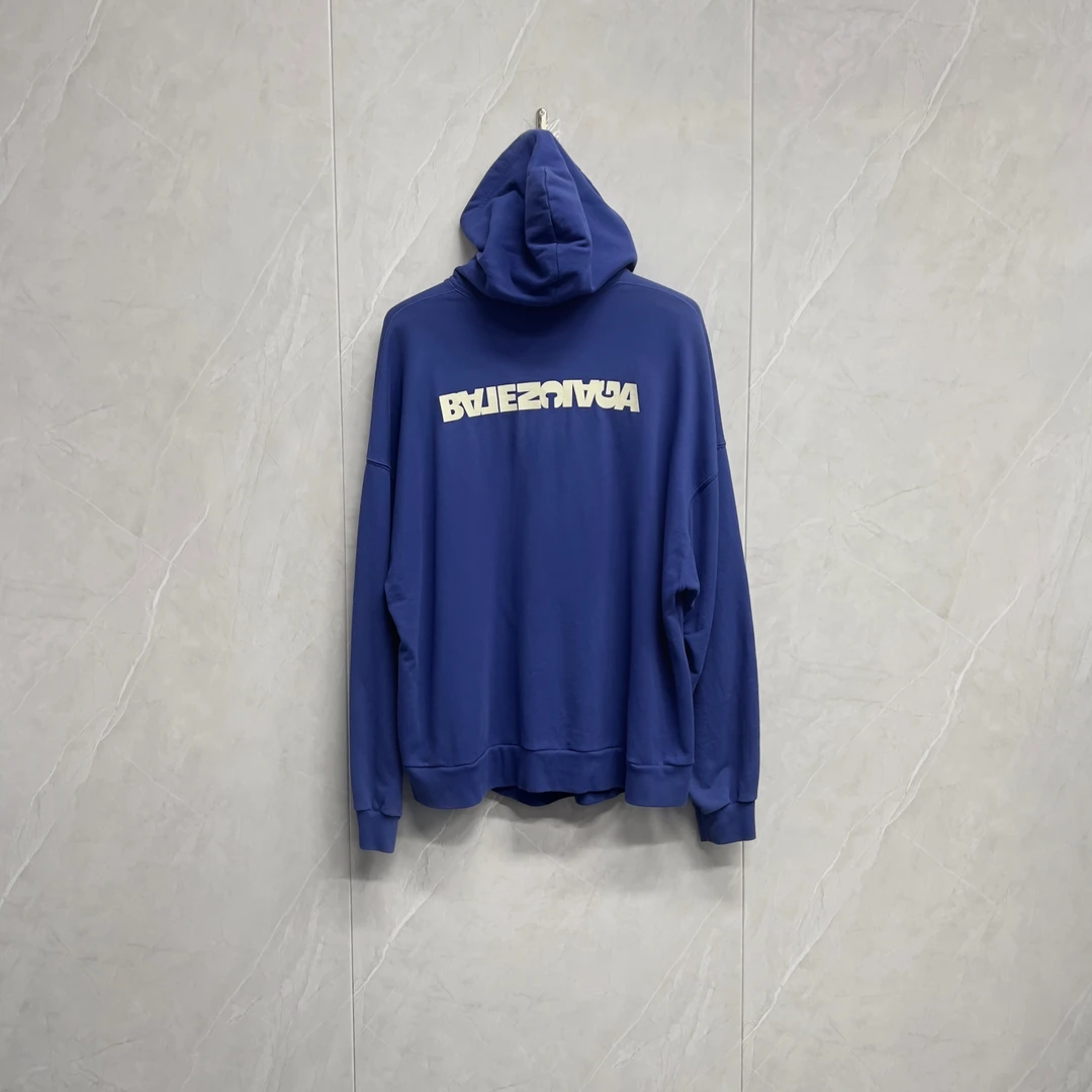 95新 Balenciaga/巴黎世家 23水洗前后刺绣Logo帽衫卫衣/W0356/1