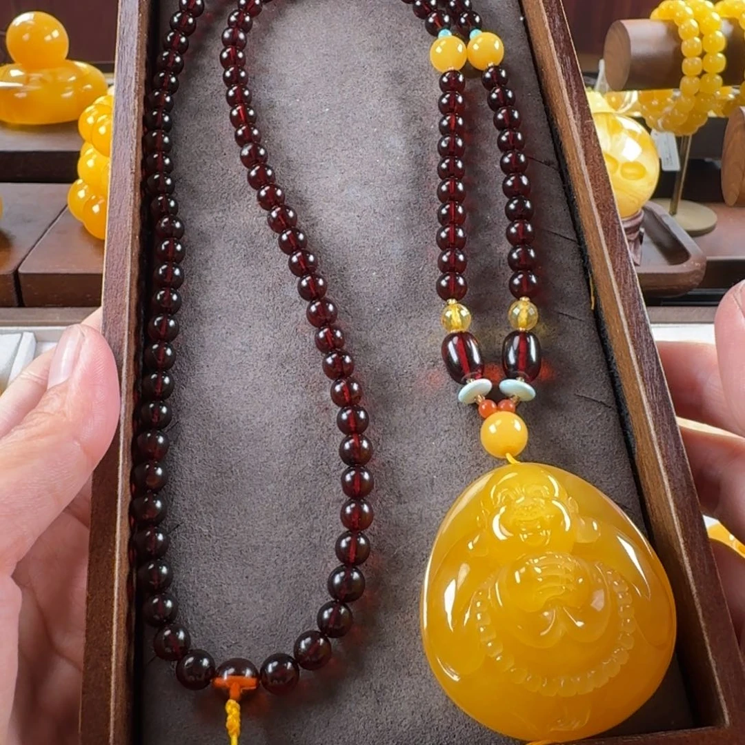 未镶嵌毛衣链蜜蜡