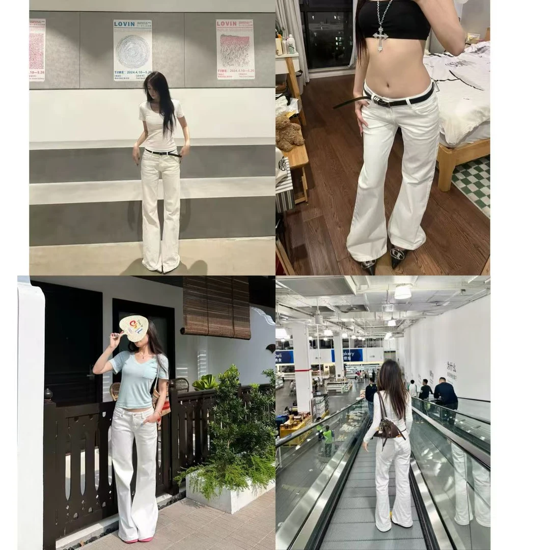 徐秋阳 低腰白牛(低腰)百搭时尚春季新款显瘦显腿长牛仔裤7956