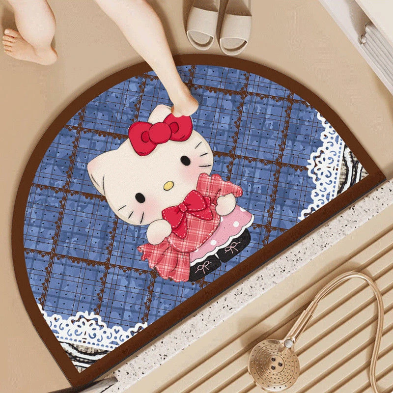【硅藻吸水】复古HelloKitty浴室吸水家用软硅藻泥地垫厕所卫生间