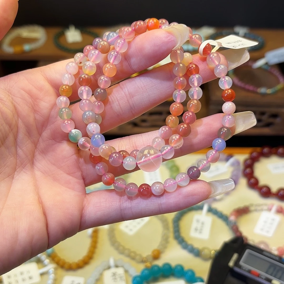 银S925镶嵌手链烟晶玛瑙1012