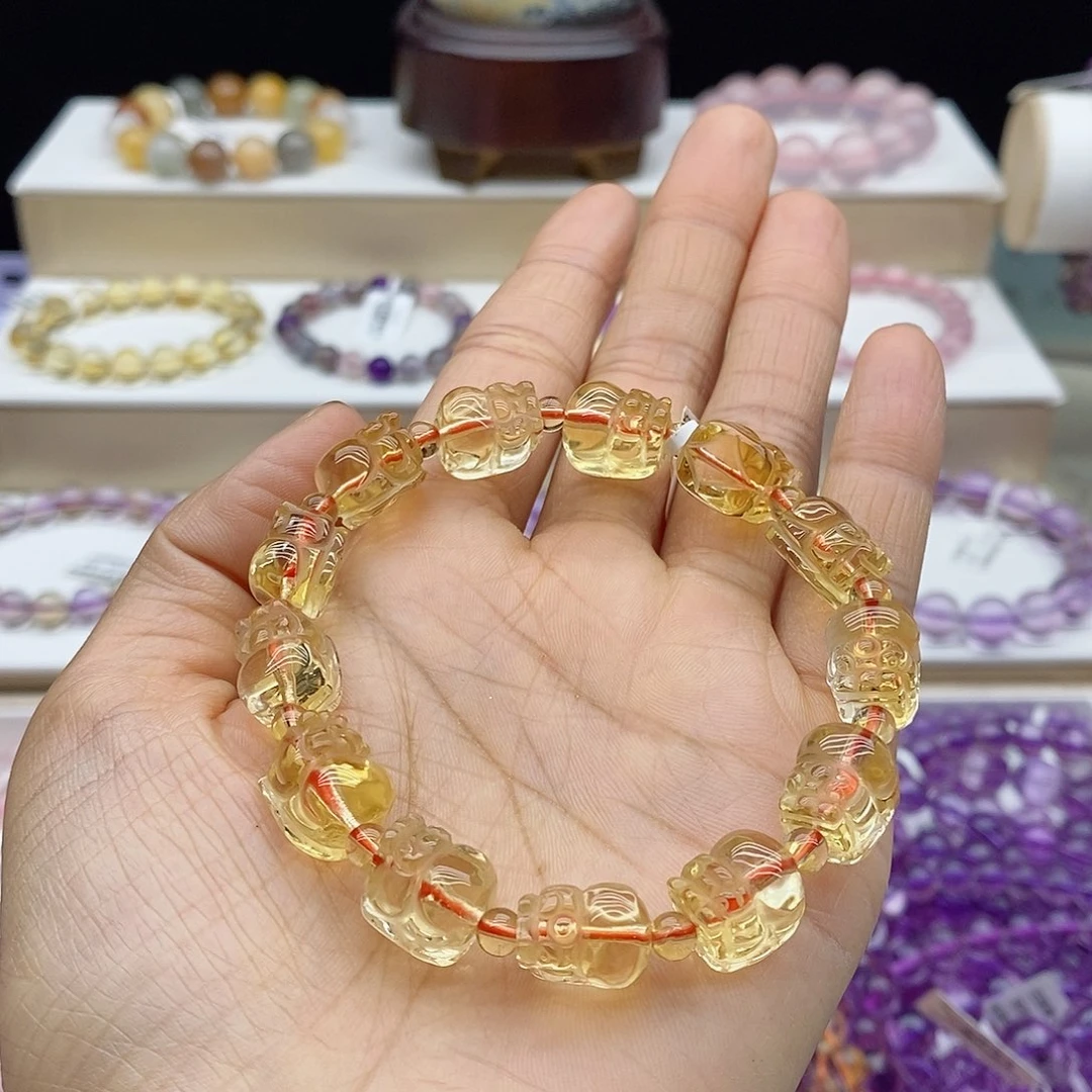 水晶手链未镶嵌巴西黄水晶貔貅手链9