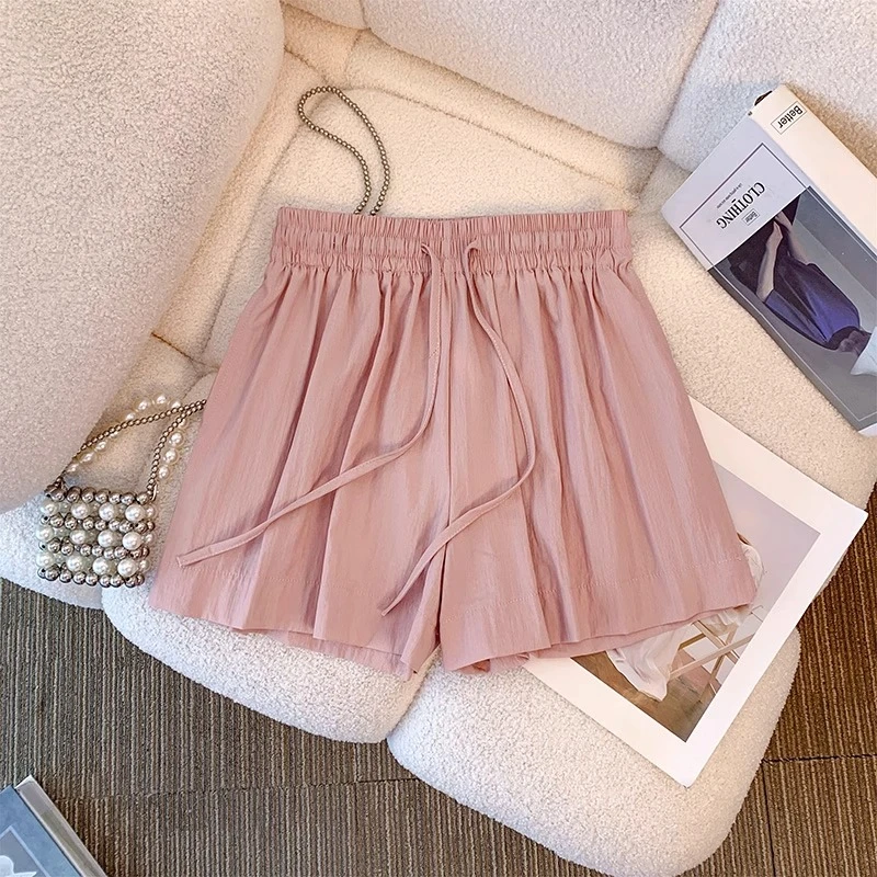 大码女装肌理感休闲短裤2025夏季新款高腰a字宽松显瘦薄款阔腿裤