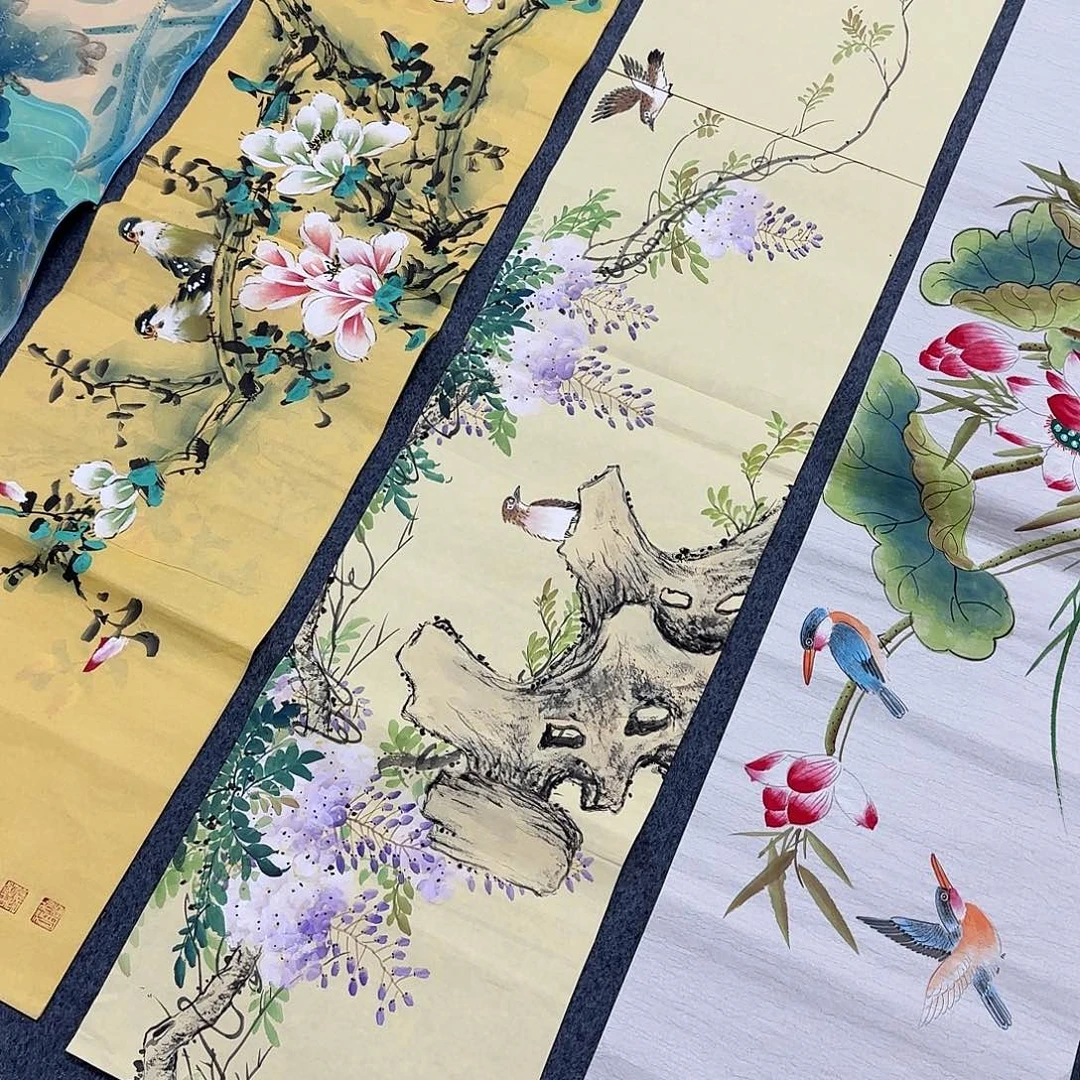 国画海**瑟尺寸35X140手绘作品