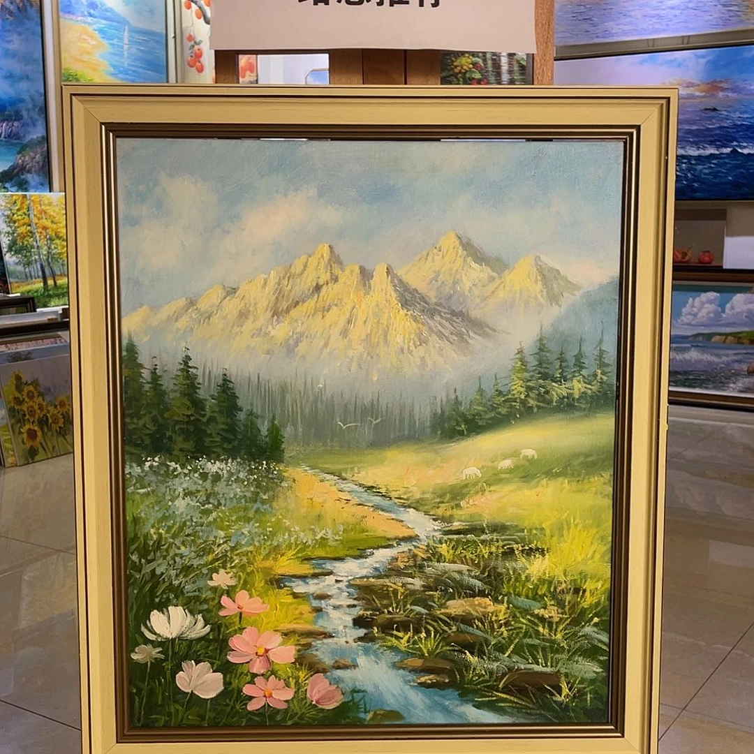 娜***子横款纯手绘油画带框60*70cm