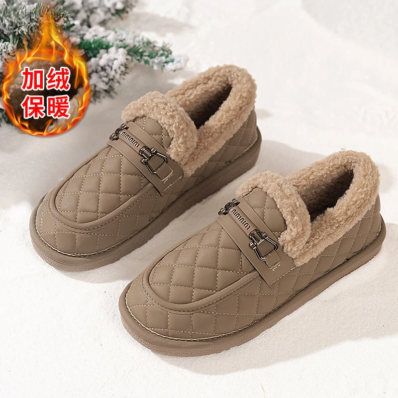 通用乐福鞋女鞋豆豆鞋防滑单鞋注塑鞋加厚冬季圆头百搭外穿学生