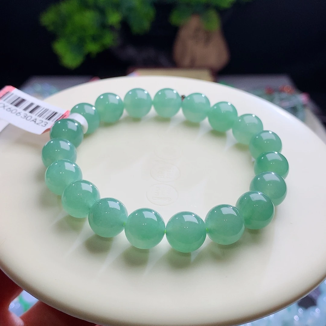 未镶嵌手串翡翠卡10mm冰胶晴水绿 色满均匀清新明亮！