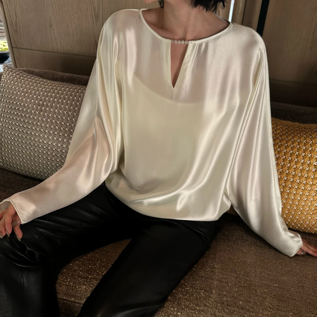 Betty Bairn “轻影”日本进口三醋酸慵懒有型百搭上衣25B-BW1212