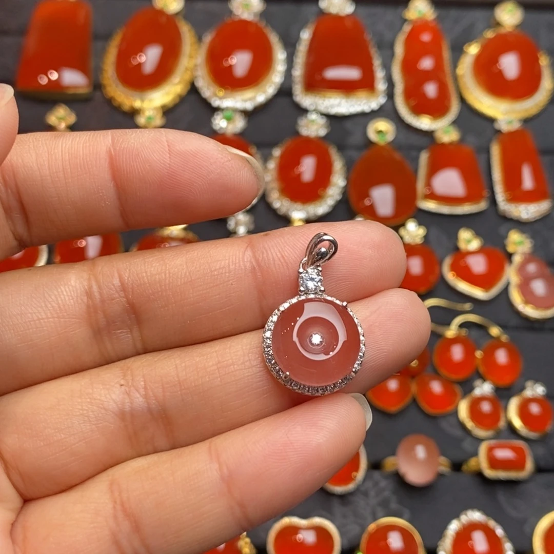 颈饰银S925镶嵌南红玛瑙