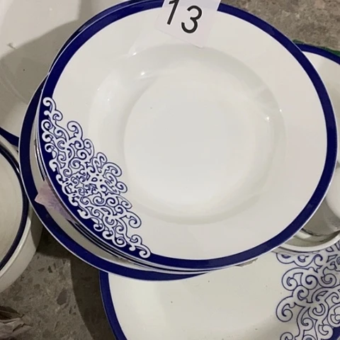 瓷四深两浅盘子蓝色v113