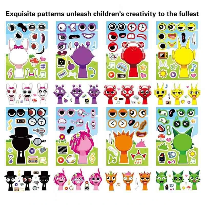 跨境新款节奏盒子儿童益智diy手工玩具贴纸亲子游戏拼图贴纸贴画