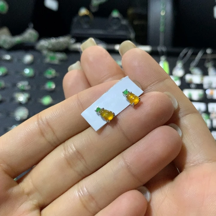 银S925镶嵌翡翠耳饰