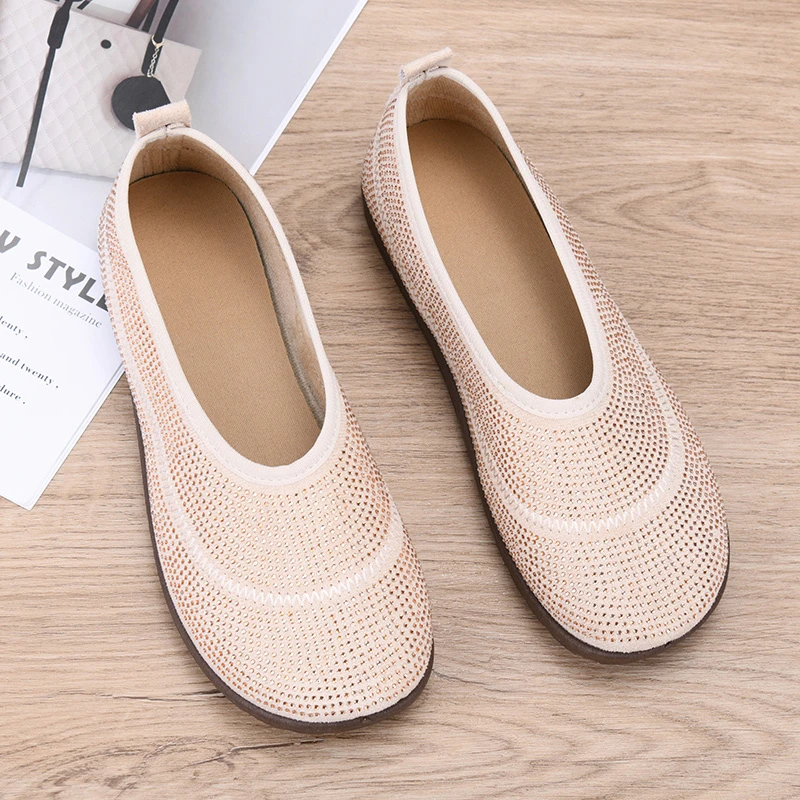 软底配裙子时尚休闲单鞋女2025年夏季新款百搭法式温柔风平底水钻