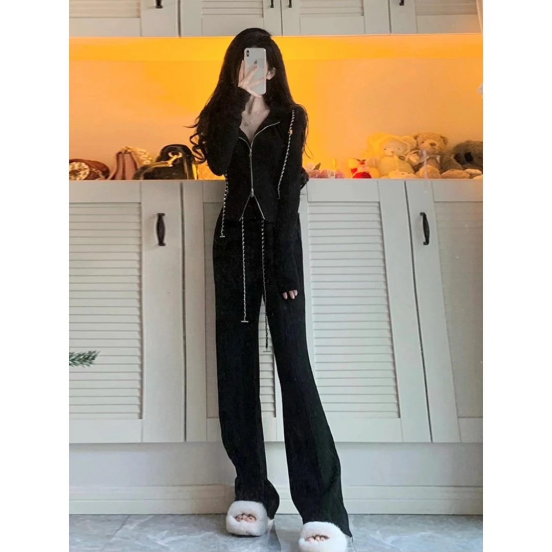 欧洲站休闲运动套装女春秋季2025新款时尚显瘦卫衣阔腿裤两件套潮