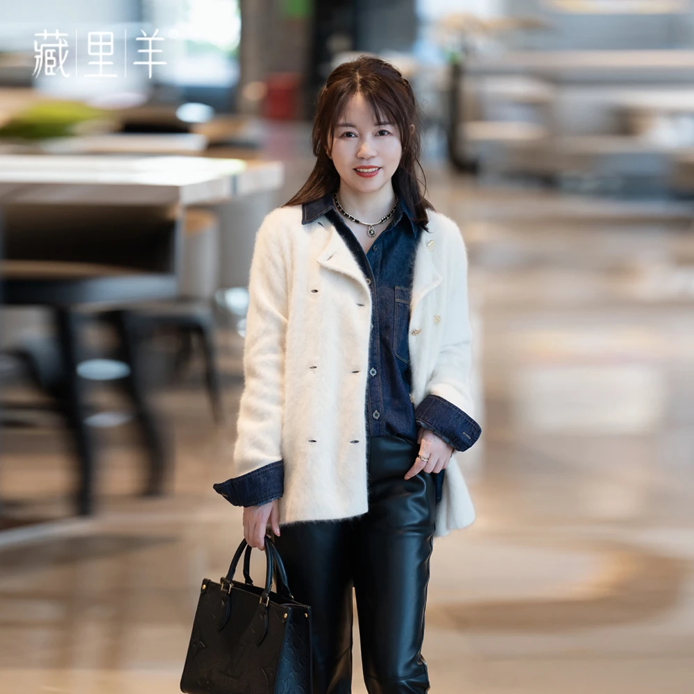 藏里羊【北美小动物毛毛】“陈妍希同款”秋冬双排扣设计款外套M0878