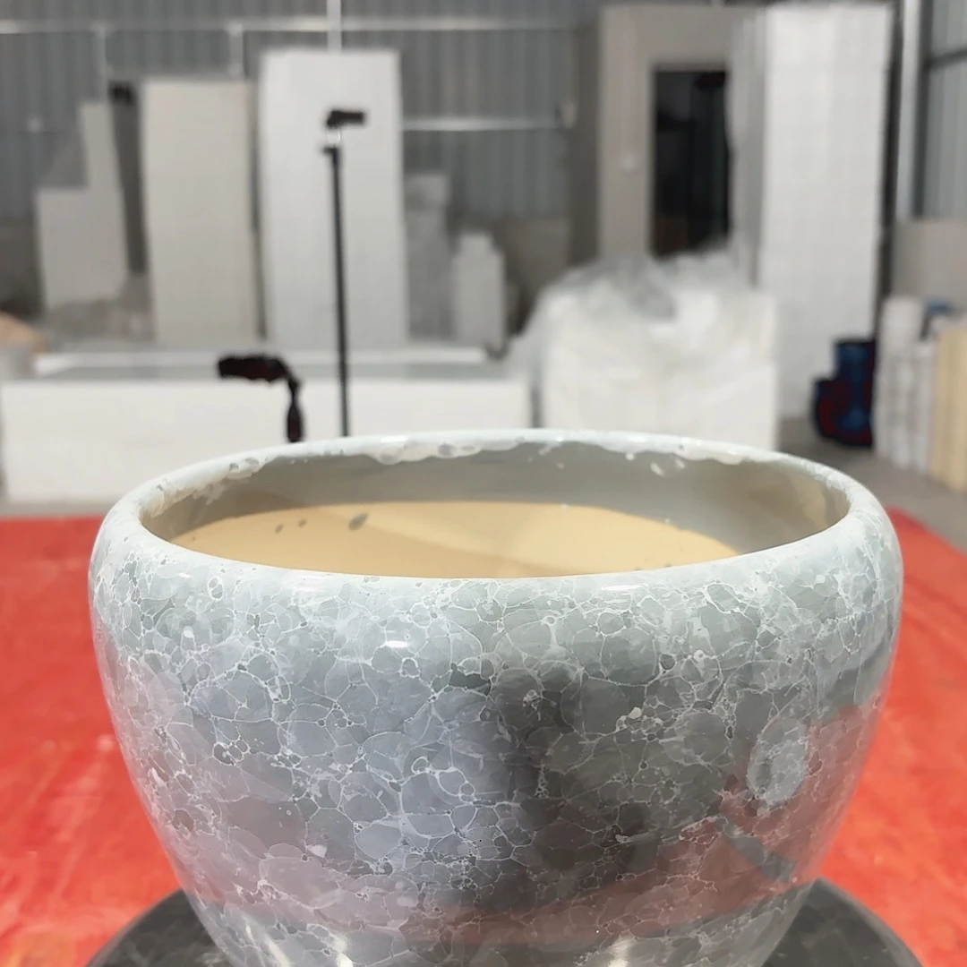 陶瓷花盆 灰泡泡苹果盆口径21高度15.5