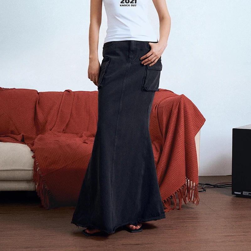 【AUNISEX专属】AKTK 做旧水洗分割鱼尾裙 6D1B1132H780