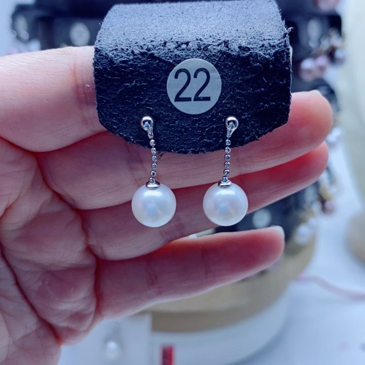 银S925镶嵌淡水珍珠耳饰