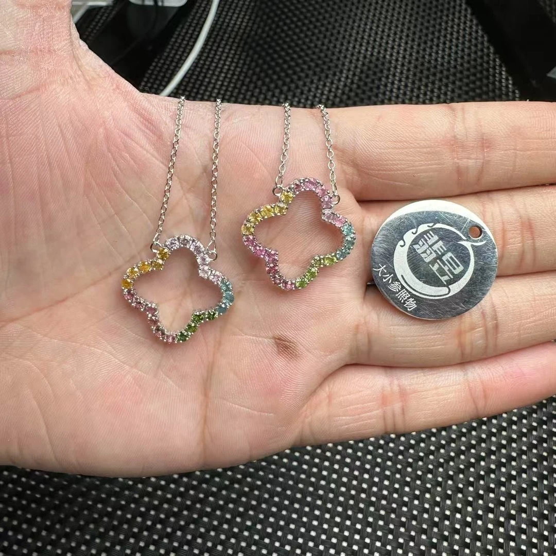 翡昱-SH55-16601-碧玺四叶草吊坠s925银镶/-多样性发其一-C