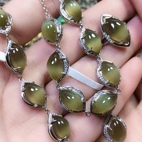 和田玉银S925镶嵌挂件