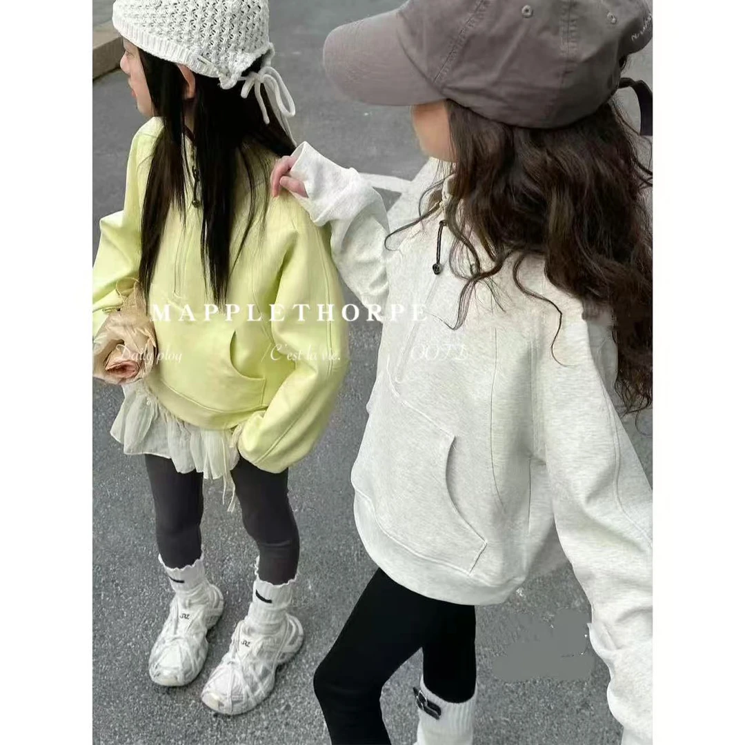 N0954 春款立领上衣洋气宽松百搭半拉链卫衣