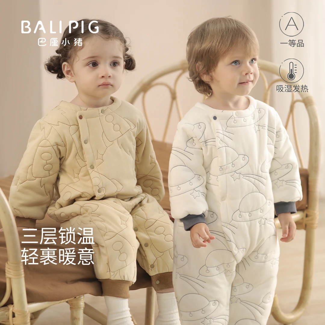 宝宝棉服冬季加厚保暖夹棉婴儿连体衣秋冬初生儿棉袄新生儿衣服