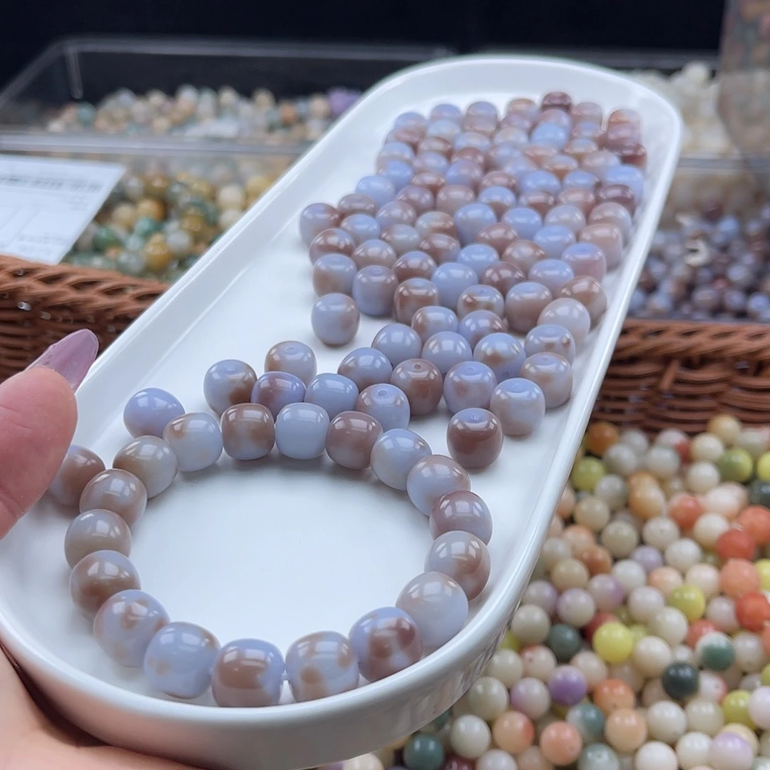 白玉菩提吊坠c12mm/30+5颗紫色花皮