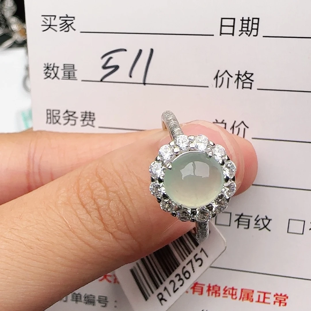 银S925镶嵌戒指翡翠