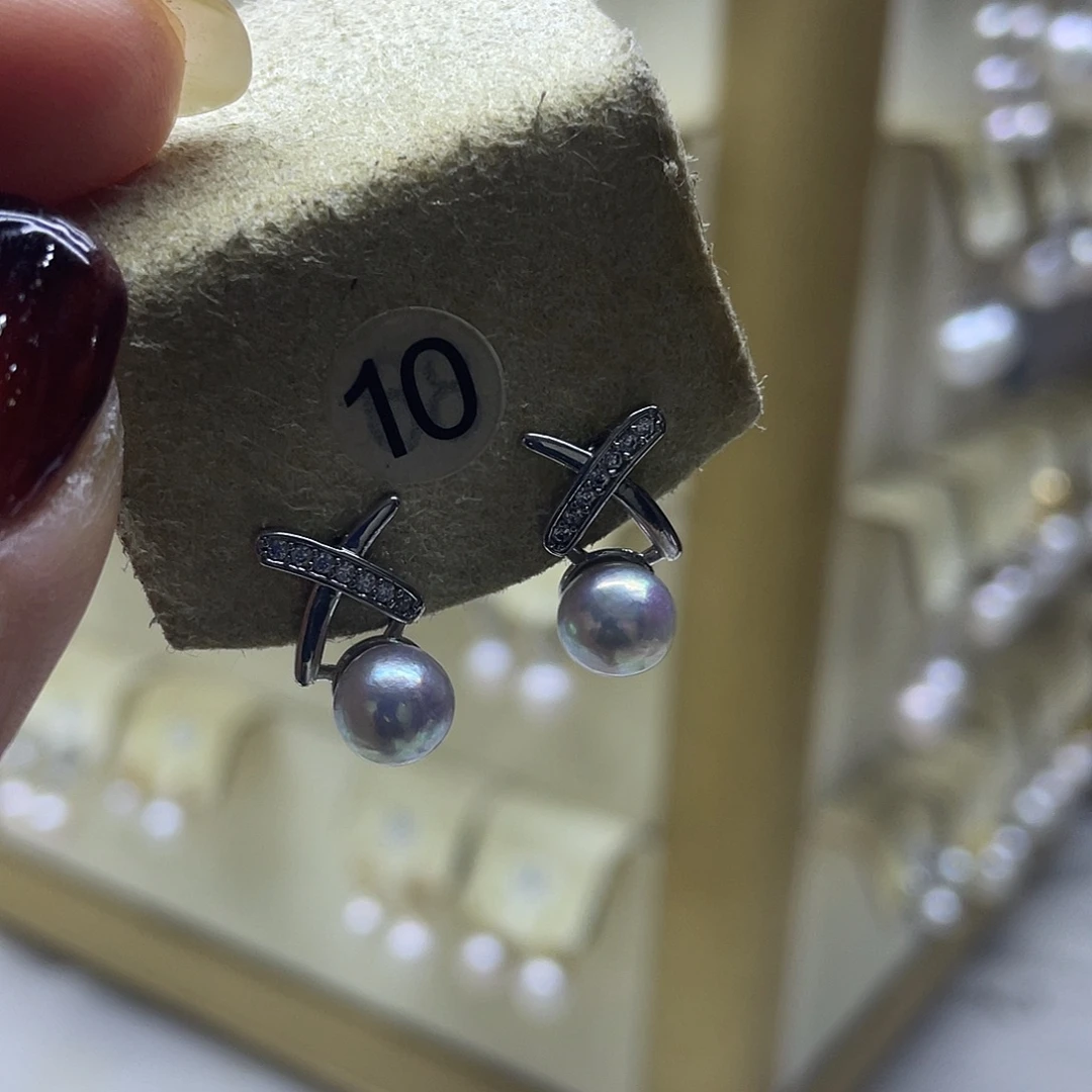 海水珍珠耳饰银S925镶嵌