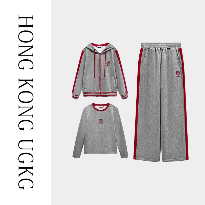 香港UG&KG 妈妈装连帽休闲卫衣春秋季三件套中老年女士运动服套装