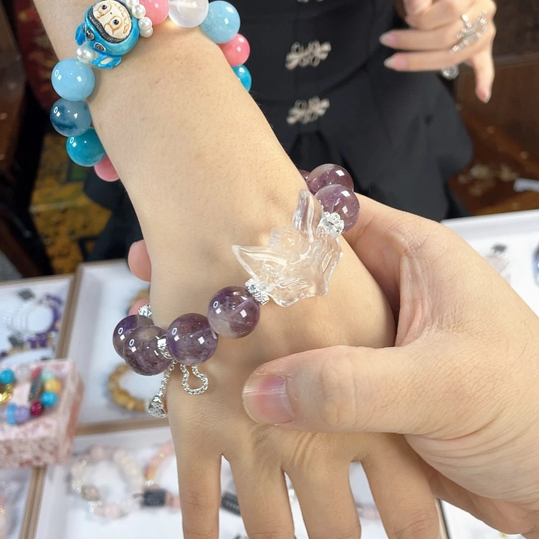 水晶手链银S925镀金镶嵌