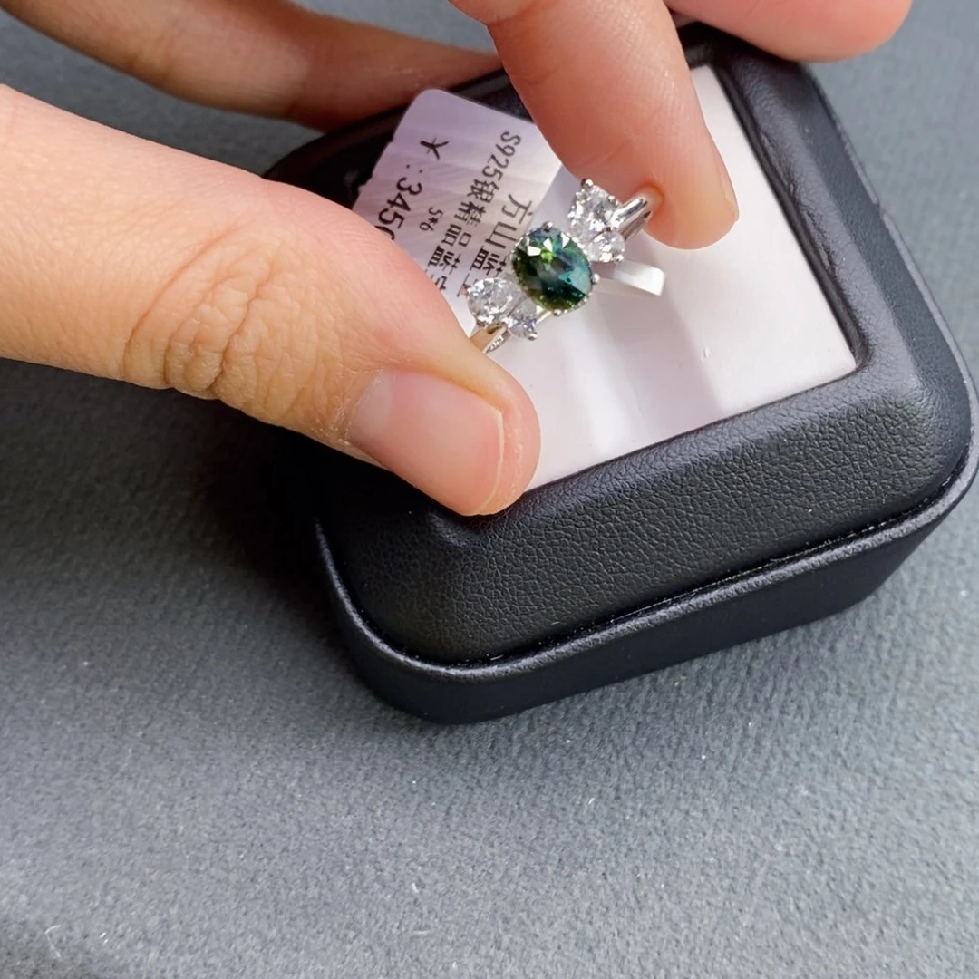 蓝宝石戒指银S925镶嵌