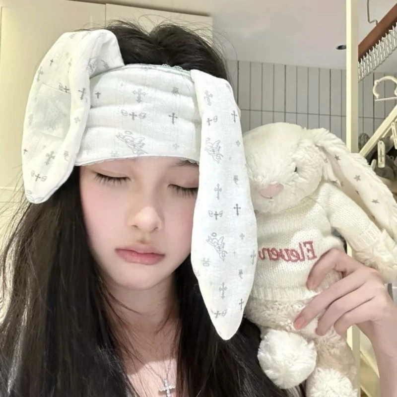 小红书同款兔耳眼罩爆款博主花边垂耳邦尼兔kt猫遮光松紧调节出J