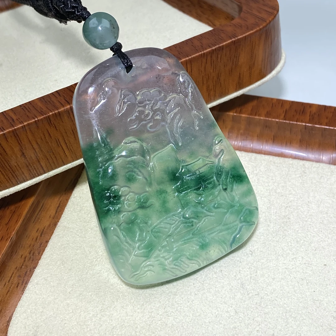 精品典藏蓝冰山水牌吊坠多样性发一件FC-849号