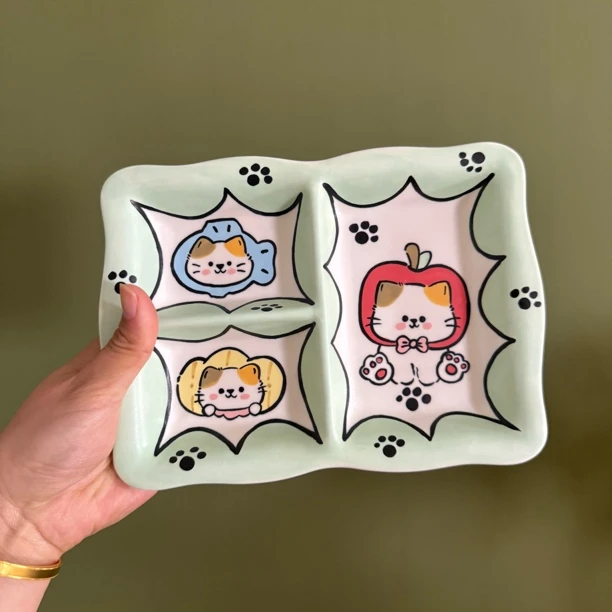 原来是泥手作设计师盘子三格p0025