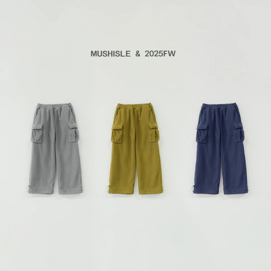 【MUSHISLE】阿又冬季童装儿童男童中大童双面绒工装休闲裤85017D