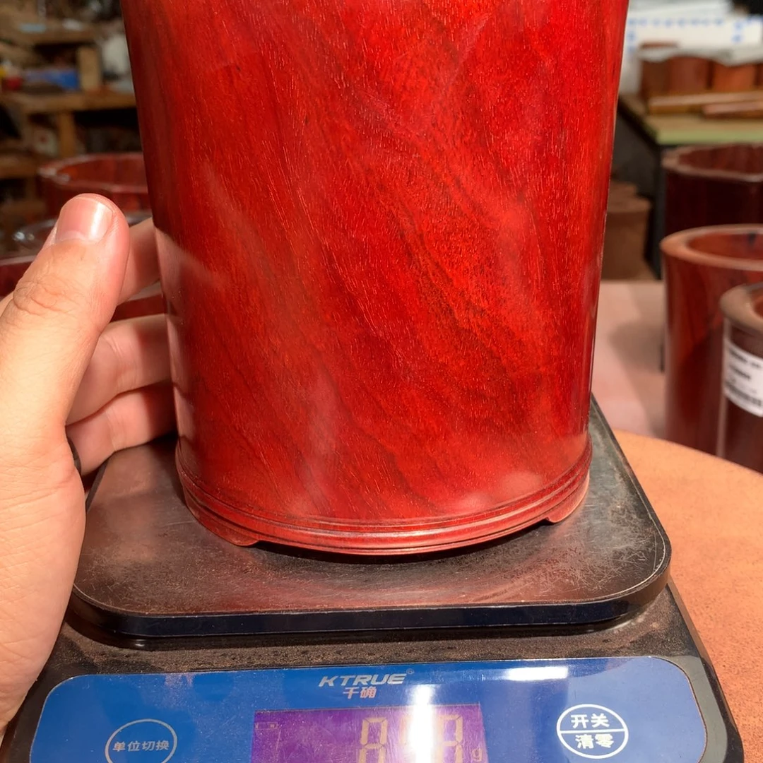 用***6木明士三足款笔筒工艺品