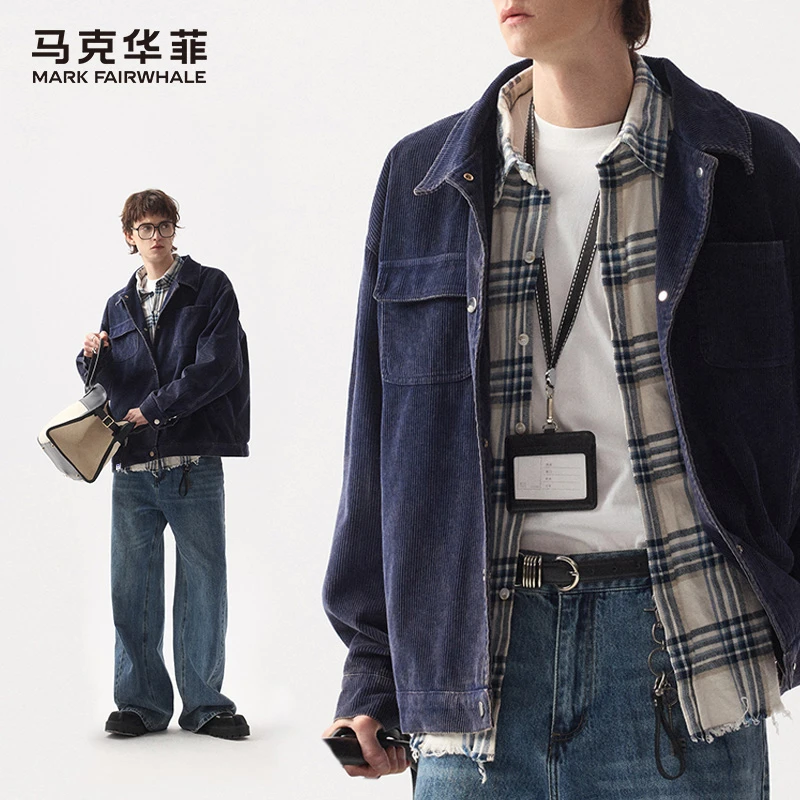 马克华菲美式痞帅灯芯绒外套男士秋冬款休闲宽松潮牌百搭运动夹克