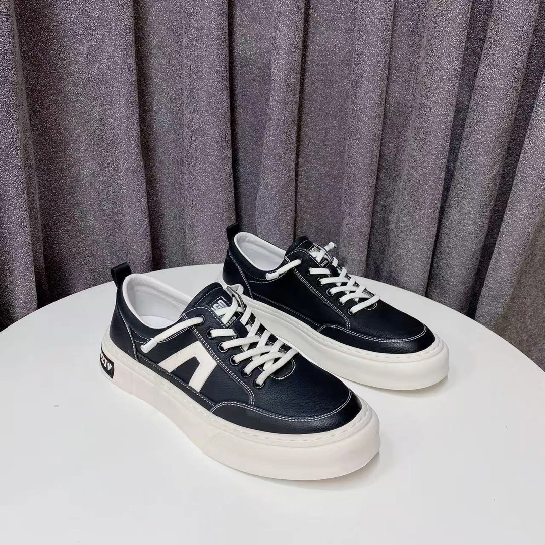 C3377 黑色 舒适平底时尚男士休闲鞋  板鞋