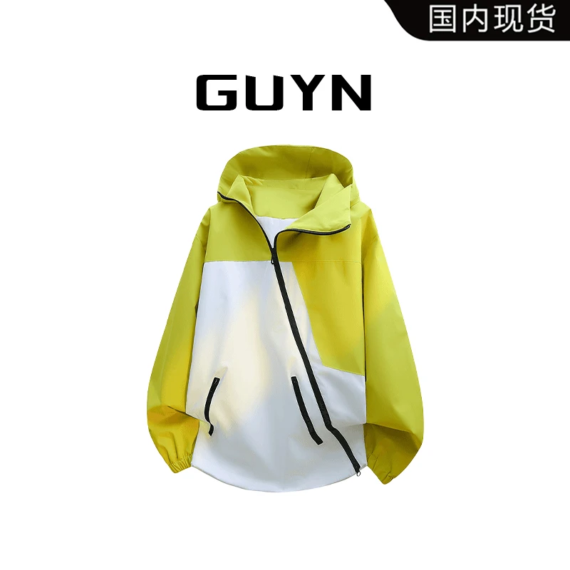 【品牌现货】GUYN连帽冲锋衣男士春秋季潮流百搭宽松户外防风夹克