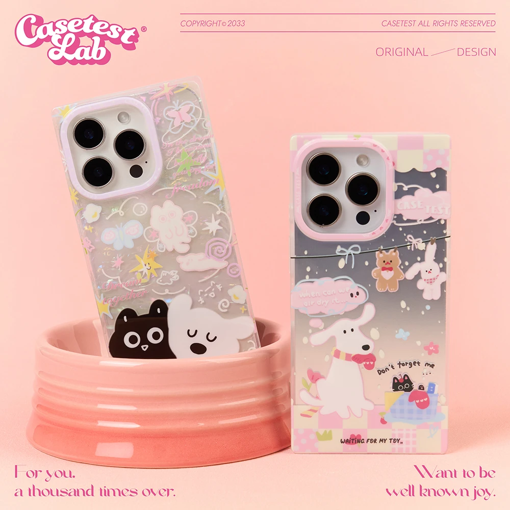 壳试验梦境花园双层适用iPhone16 15promax方形手机壳可爱卡通ins