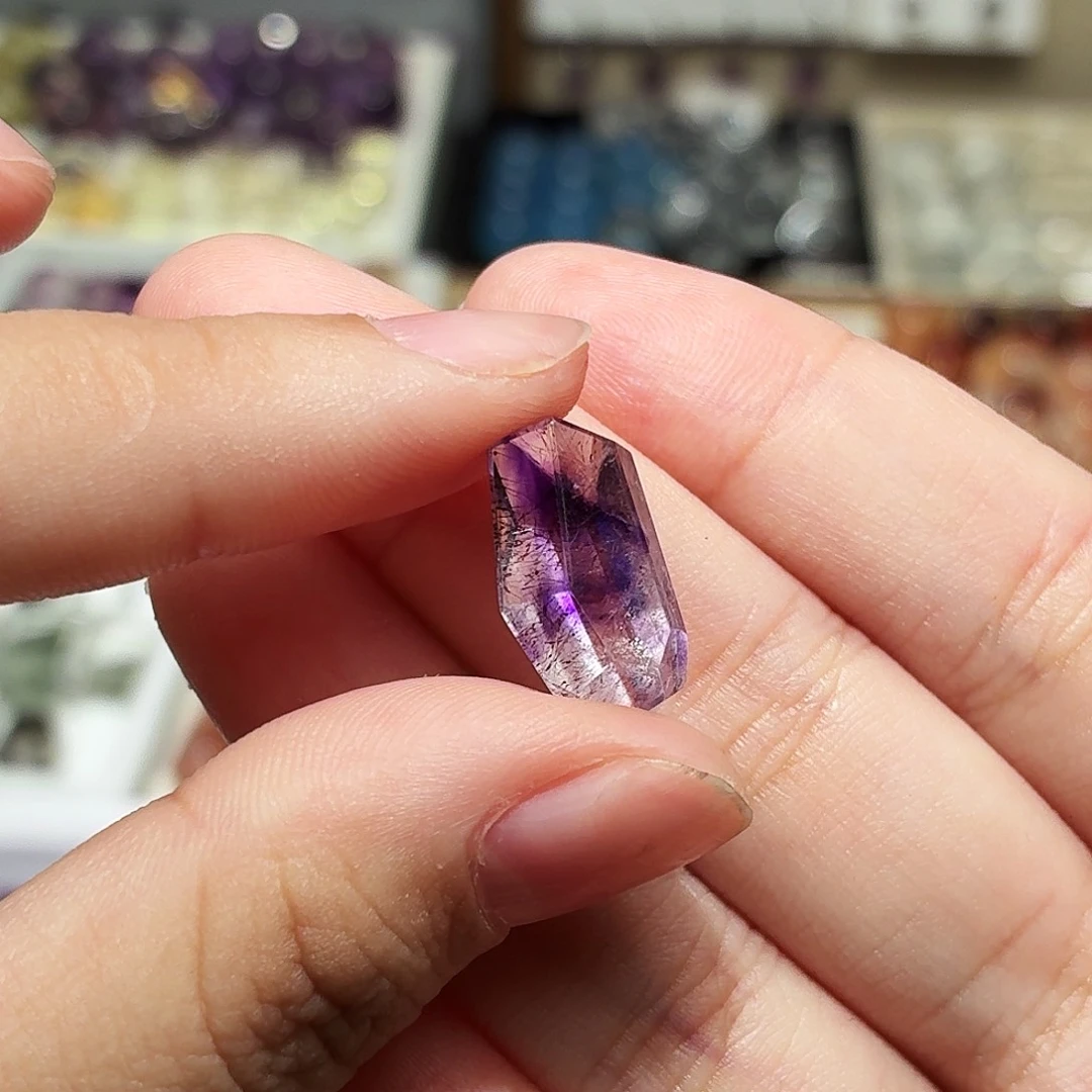 未镶嵌水晶吊坠(不含链)紫超七 随形 打孔定制不退换