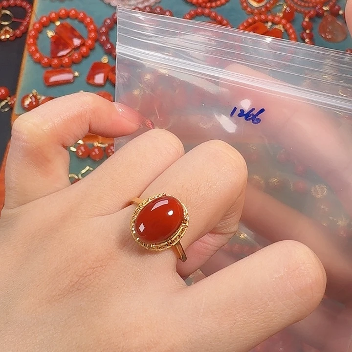 南红玛瑙银S925镶嵌戒指