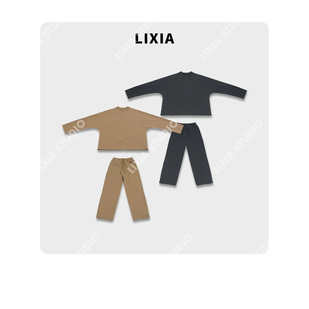 LIXIA【潮游】极简休闲风宽松北欧灰时尚套装-D9153