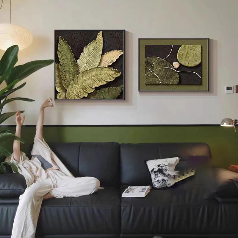 H057中古风家大业大客厅餐厅卧室背景墙装饰画复古肌理感挂画