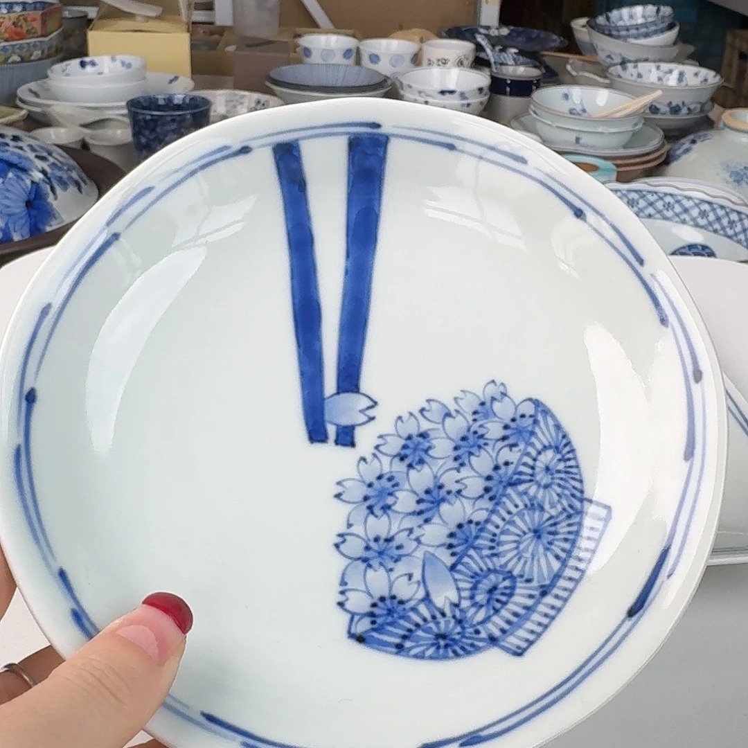 瓷葱太窑16.5厘米圆盘，手绘